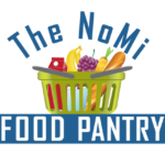 The NoMi Food Pantry Logo blue green with fruit